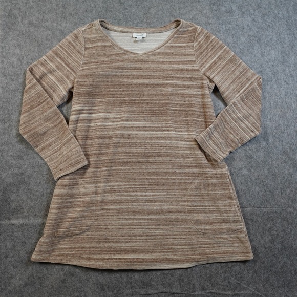 J. Jill Tops - J Jill Womens Small Petite Velvet Striped V Neck Long Sleeve Tunic Top Pockets‎